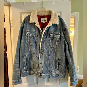 American Eagle Outfitters (AE) Denim Sherpa Trucker Jacket